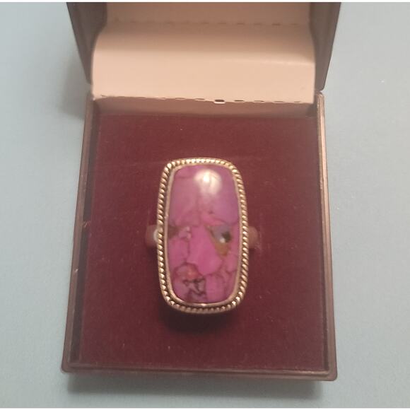 Purple and copper turquoise ring in sterling silver - Picture 7 of 9